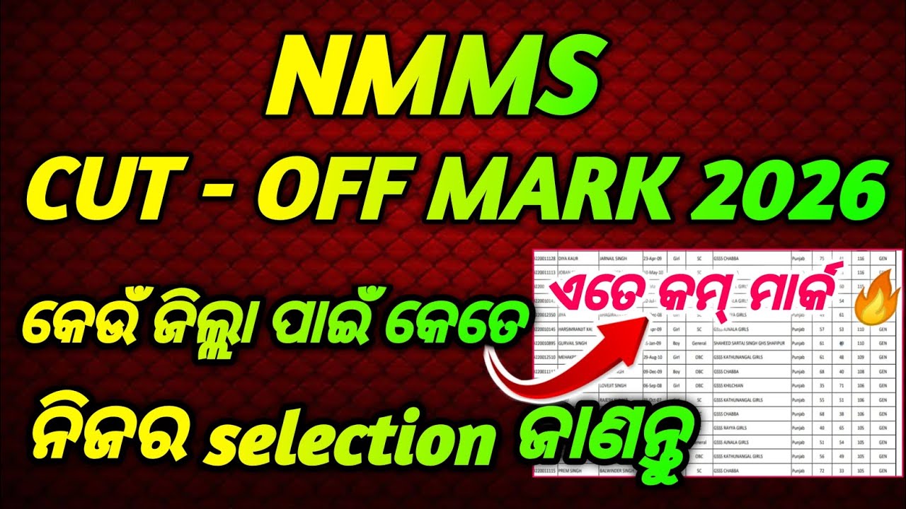 Nmms cut off mark 2026 /8th class nmms exam cutoff mark 2026/nmms exam pass mark all category 2026