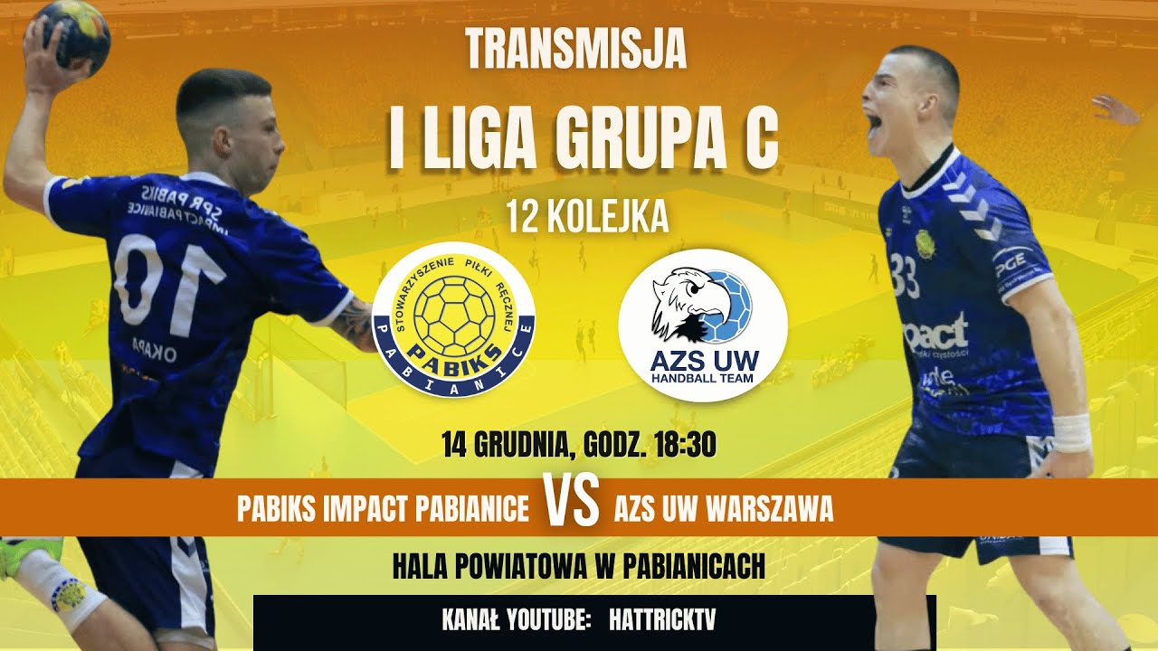 Pabiks Impact Pabianice - AZS UW Warszawa - 1 liga grupa C - piłka ręczna mecz na żywo