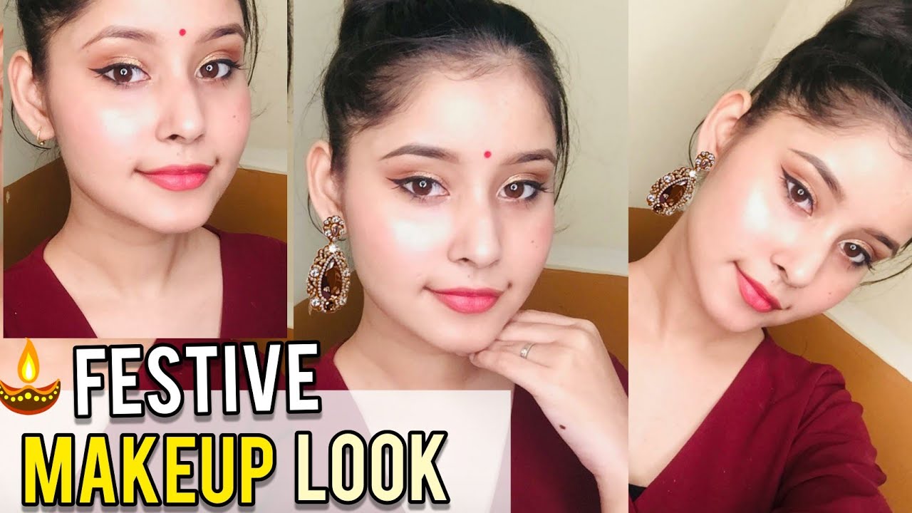 Indian Festive Makeup Look| Makeup for Durga Puja & Diwali | Quick & easy |Kiran Tutorialz