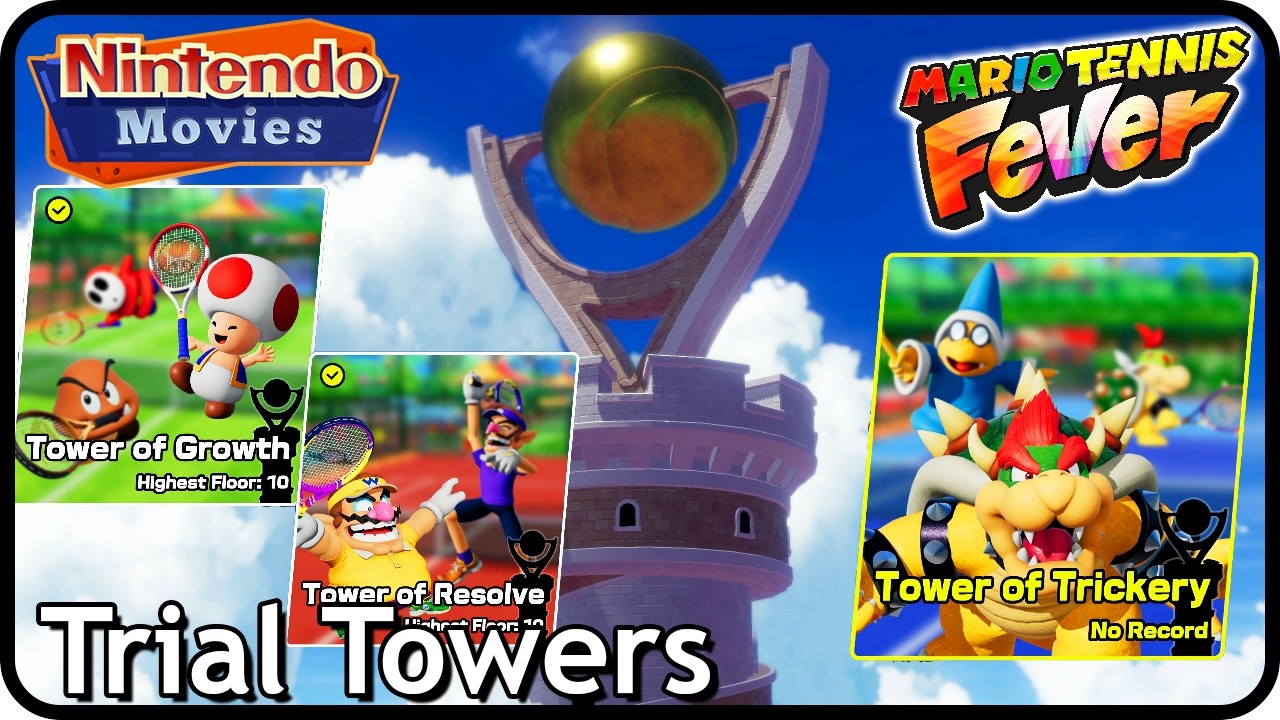 Mario Tennis Fever - Trial Towers (2 Players, All Towers)
