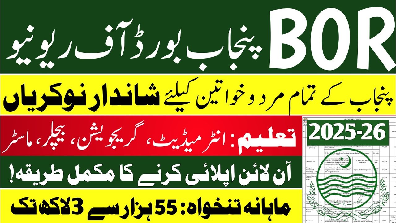 Punjab Board of Revenue Jobs 2025 | How to Apply for BOR Jobs | Latest Government Jobs 2025