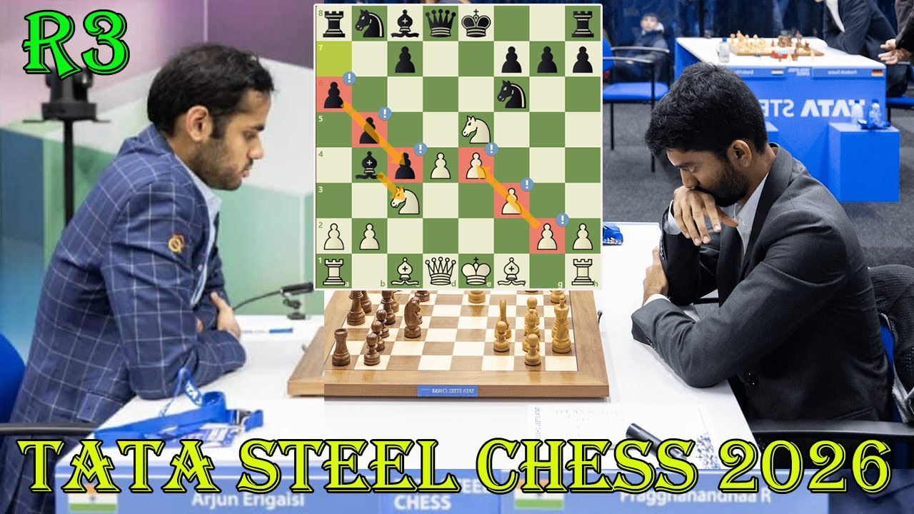 Arjun Erigaisi (2775) vs Gukesh (2754) || Tata Steel Chess 2026 - R3