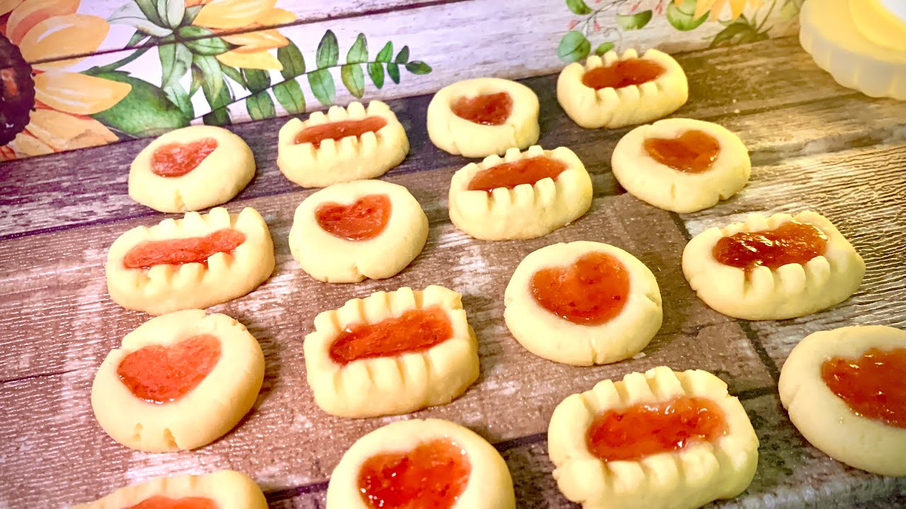 🍓草莓果酱饼干 🍓Thumbprint Cookies  |Jam Cookies #果酱饼干#thumprintcookies