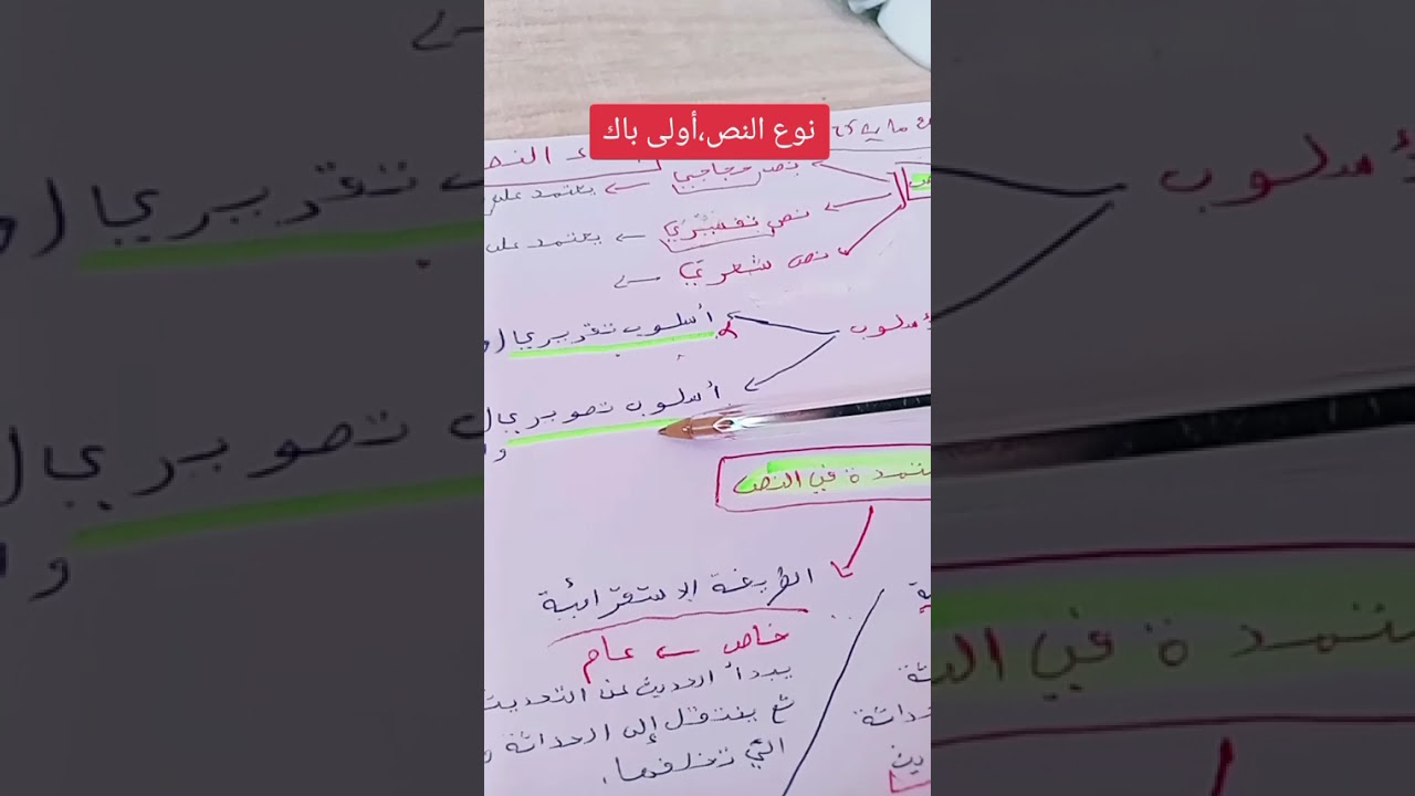 نوع النص ،نوع الاسلوب،أولى باك
