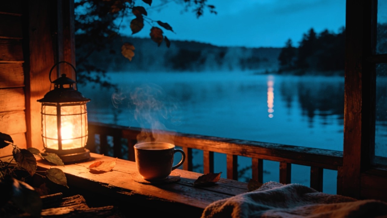 Soothing music for deep relaxation & peace • Autumn balcony candle & misty lake glow | ønecalm