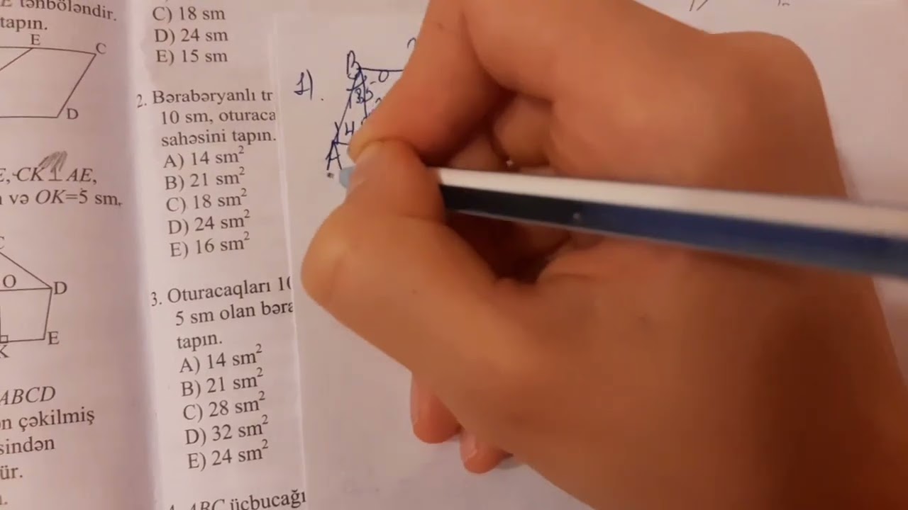 8 ci sinif dim Trapesiyanın sahəsi A variantı