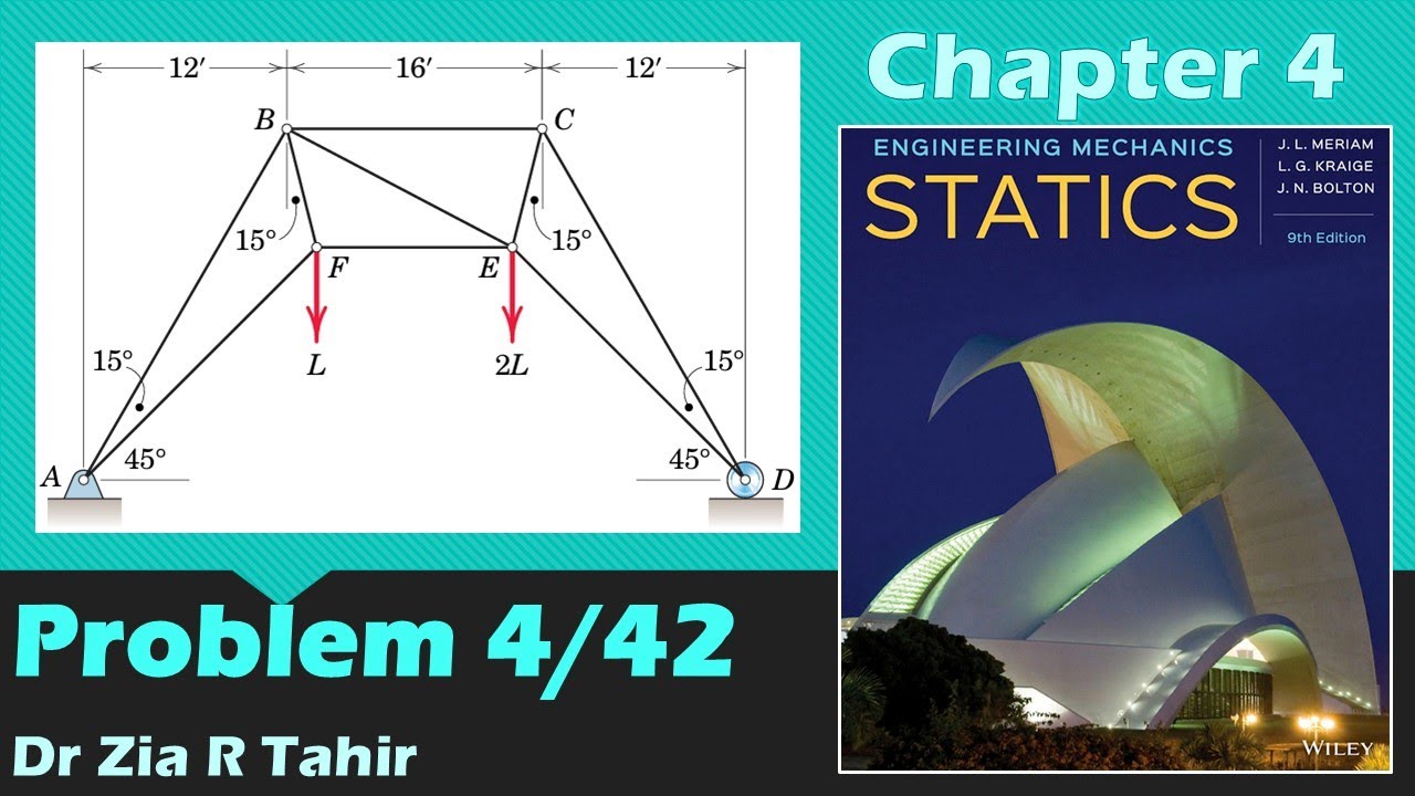 Задача 4/42 | Инженерная механика: СТАТИКА, Дж. Л. Мериам, 9-е издание