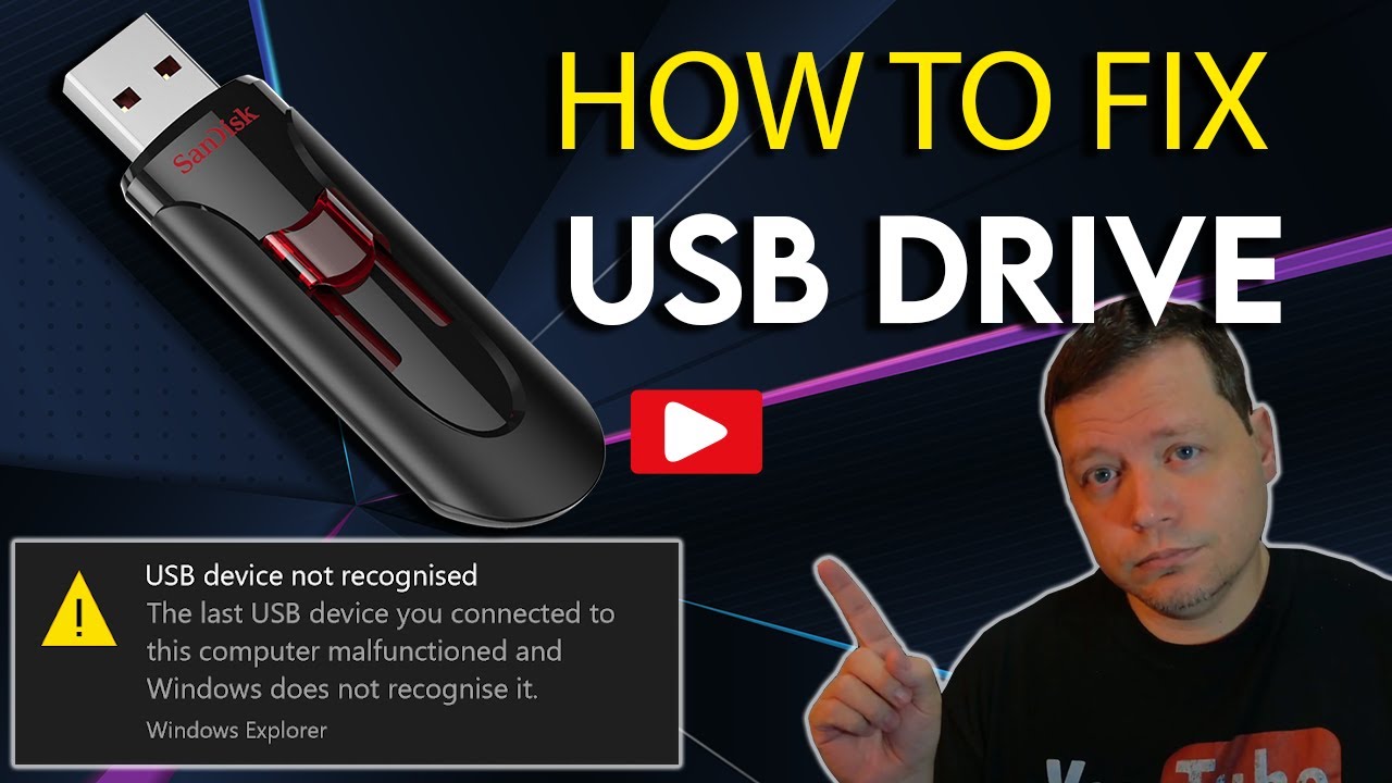Как исправить ошибку «USB-устройство не распознано» | Восстановление настроек USB-накопителя по у...