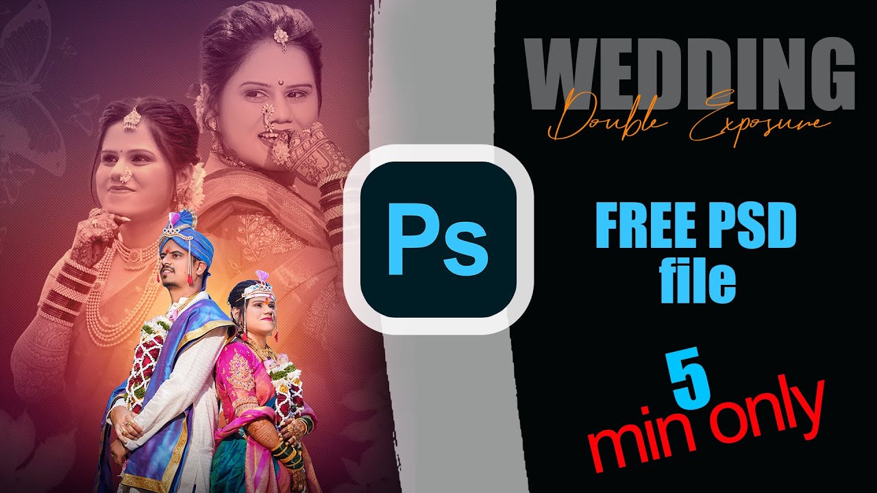 wedding double exposure photoshop tutorial 2024 in hindi