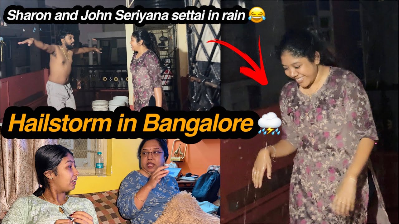 Hailstorm in Bangalore ⛈️ / John & Sharon uncontrollable 😂 #johnvlogs #comedy #funny #youtube #love 