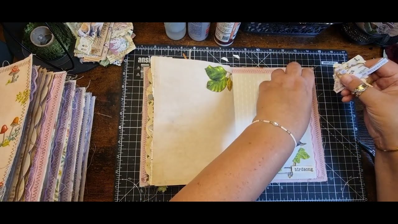 Making a Handmade Woodland Materiel Covered Journal - Decorating Part 3