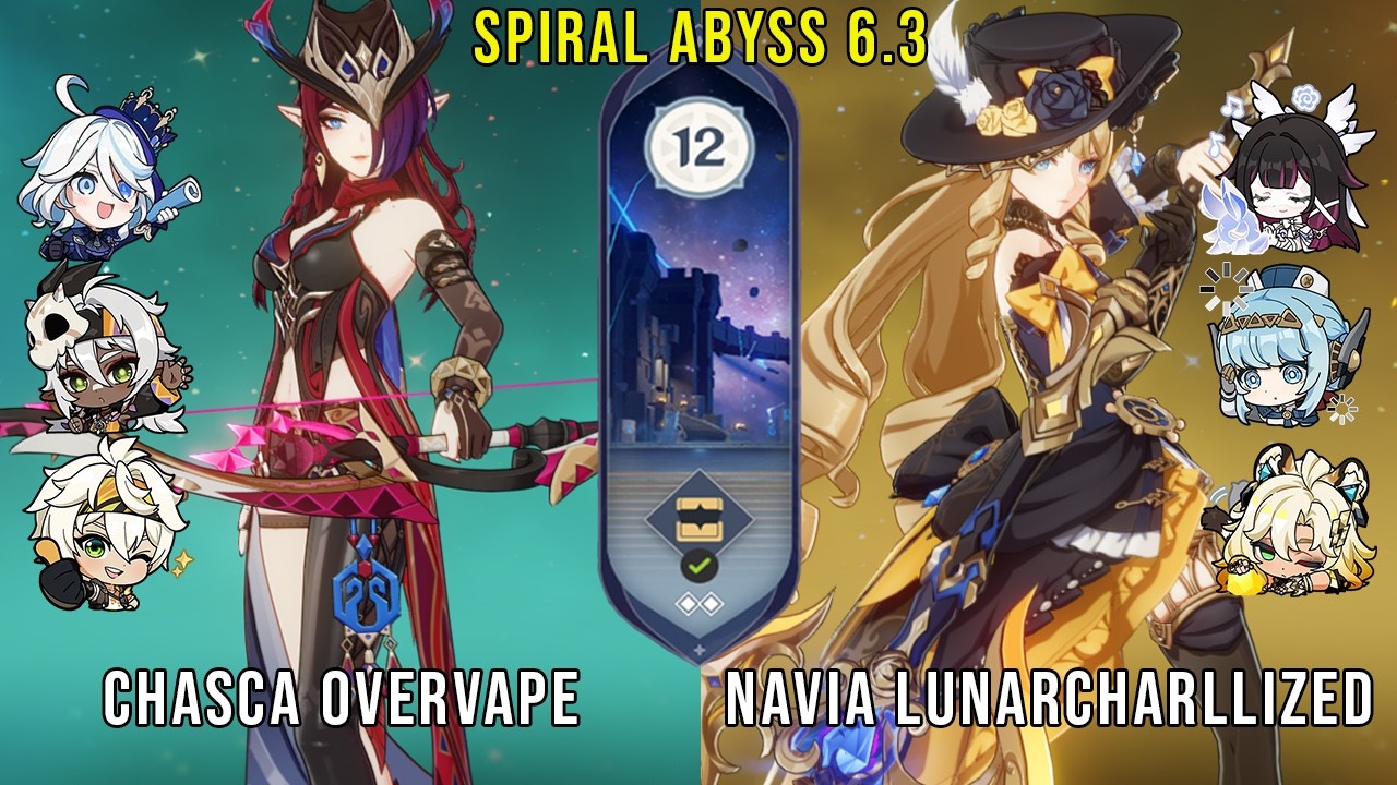 C0 Chasca Overvape and C0 Navia Lunarcharllized | Genshin Impact Abyss 6.3 Floor 12 9 Stars