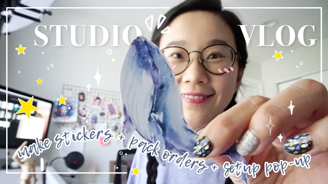 ✨VLOG 07🐋  Unboxing Artistro + Making Stickers + Packing orders + Preparing Pop-up | STUDIO VLOG