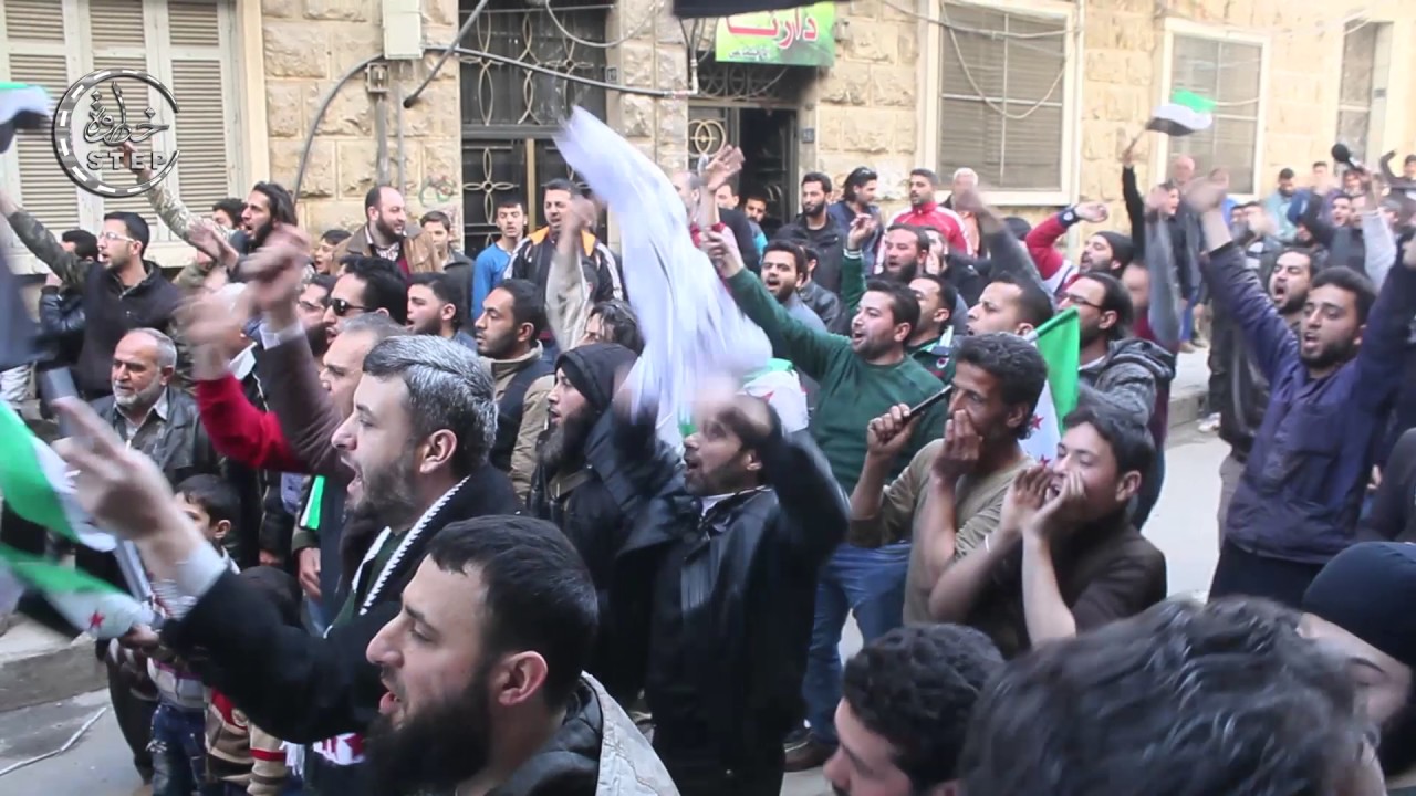 خطوة || مظاهرة في حي المشهد بمدينة حلب طالبت بالحرية واسقاط النظام 7 3 2016