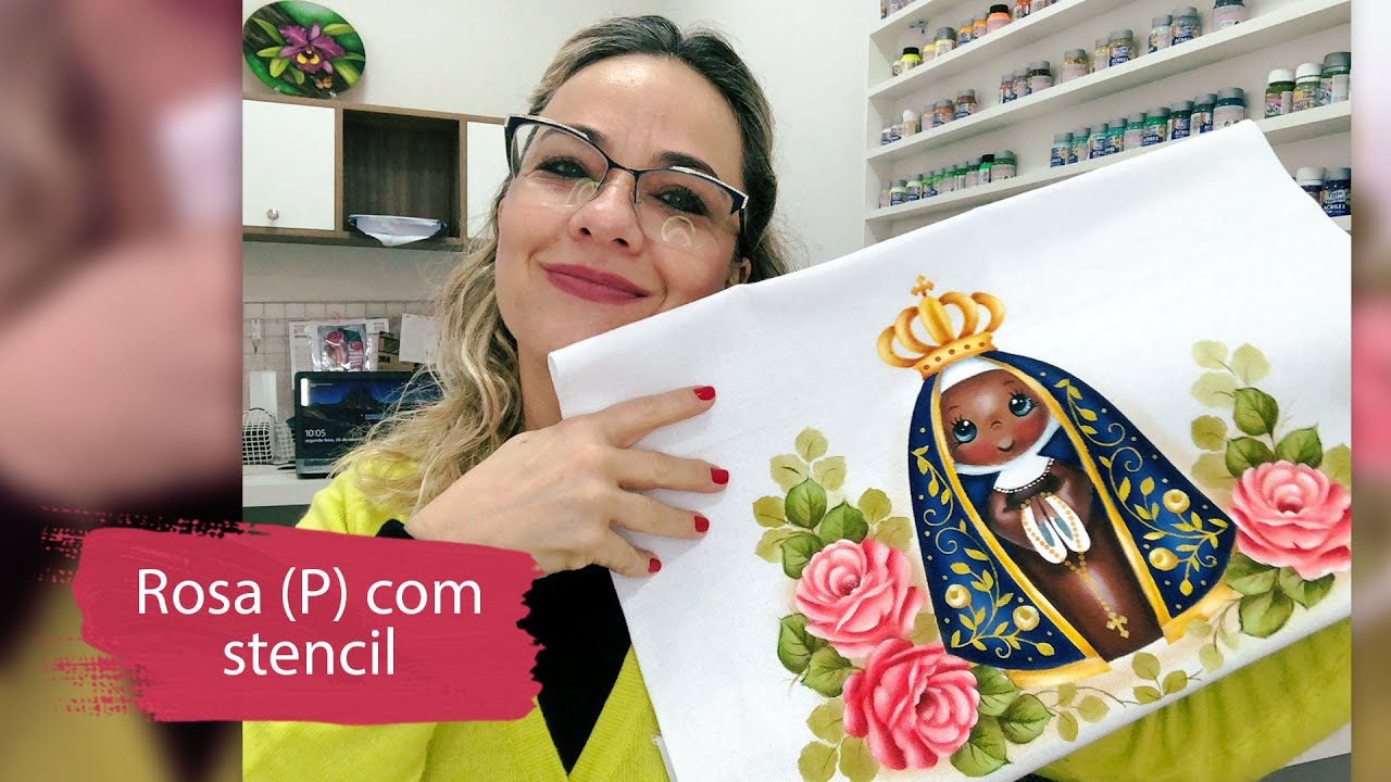Como pintar Rosa (P) com Stencil - Paty Buoso