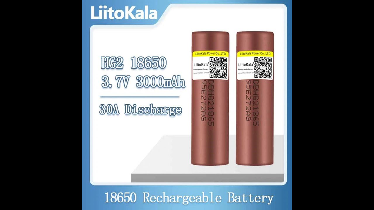 Аккумулятор LiitoKala New Original 3.7v 18650 HG2 3000mAh Lithium Rechargeable Batteries 20A/30A