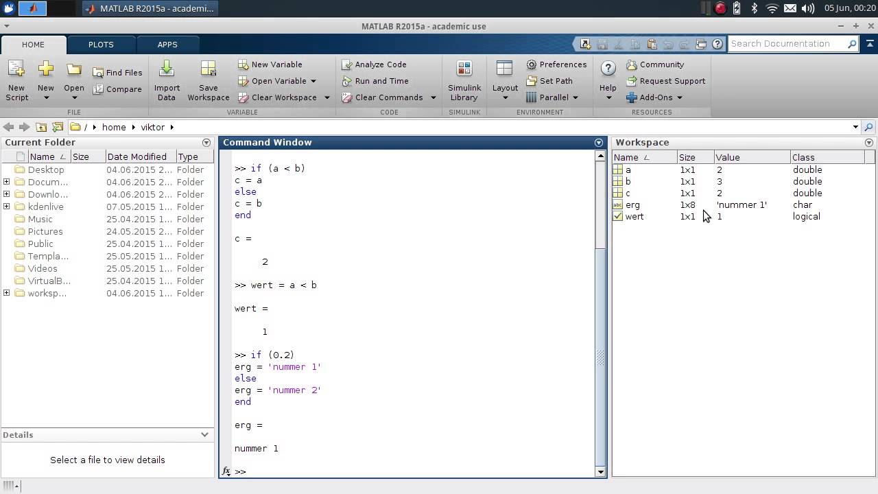 MATLAB Tutorial - Teil 2 - Datentypen, Numerik, if und for