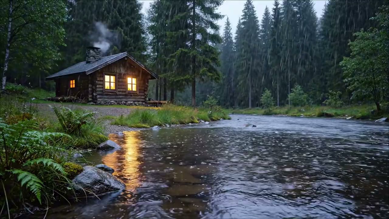 The sound of rain falling on the forest