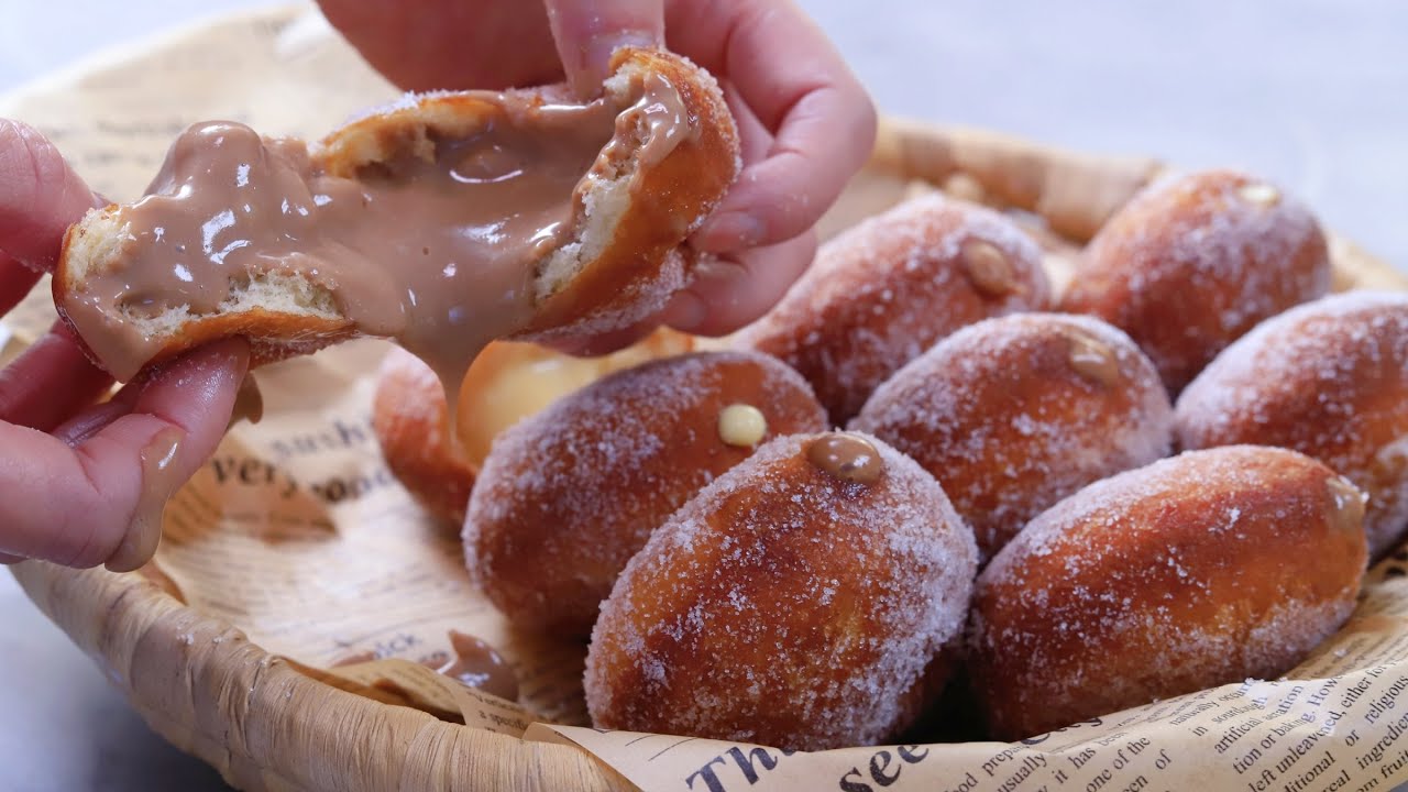 Пончик с заварным кремом / пончик Bomboloni, такой сытный и вкусный