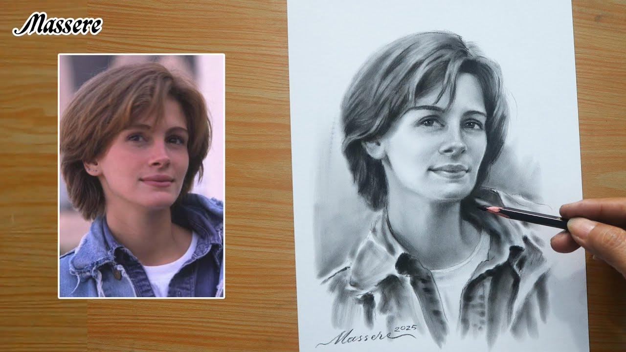 How to Draw Human Face Julia Roberts Pencil Drawing Step by Step for Beginners