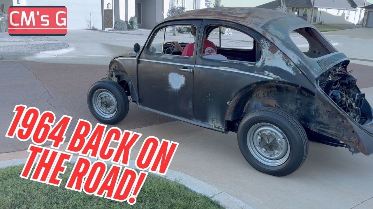 Beetle 1964 года — первая поездка после установки кузова!
