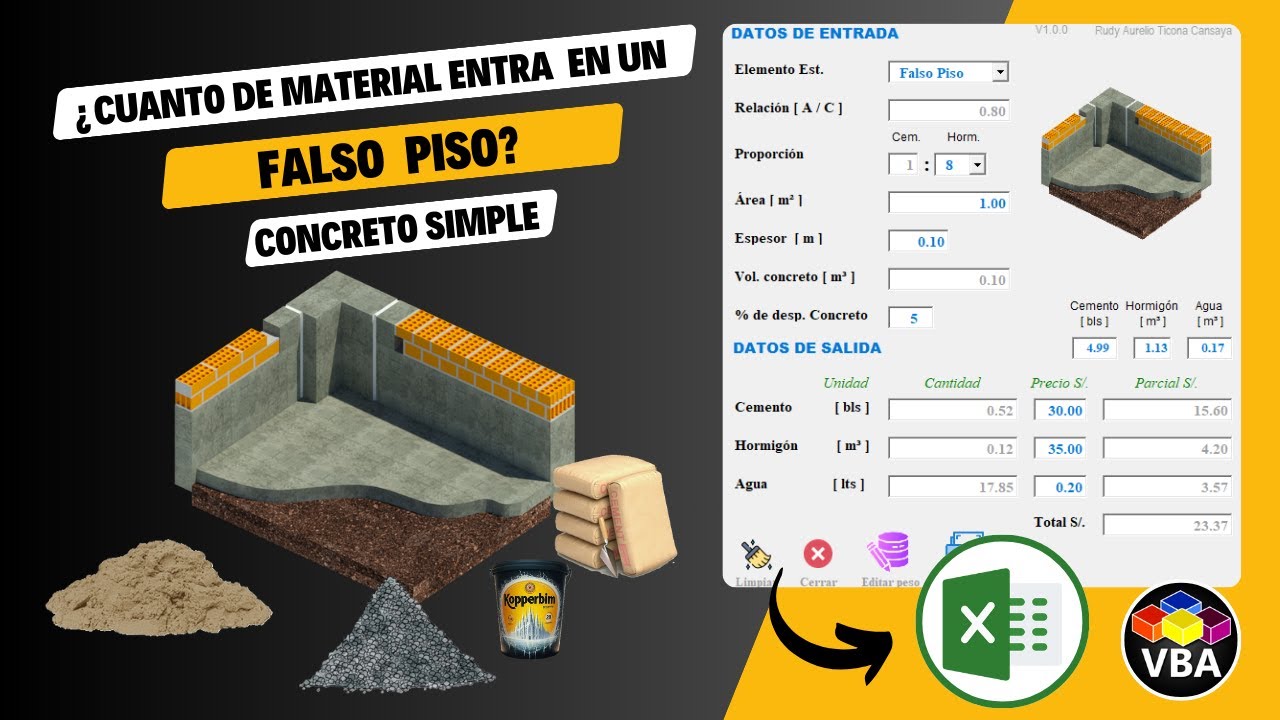 Como calcular la cantidad de material que entra en un falso piso?