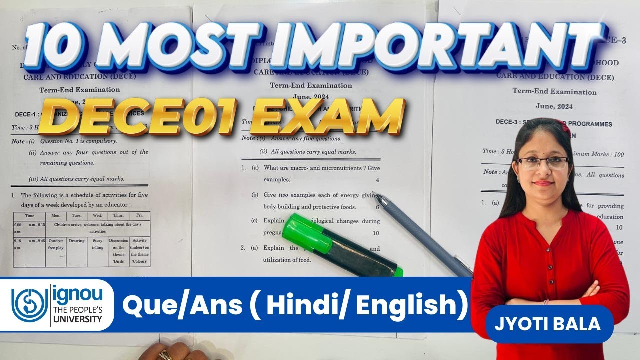 📚📚DECE-01 IGNOU | Top 10 Most Important Questions & Answers for Exam 2025