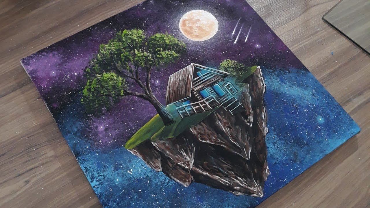 Pintura acrílica,  em tela, uma bela obra , /iniciantes/ pintura passo a passo