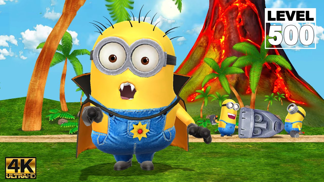 Despicable Me Minion Rush Vampire Minion run for 15m at The Volcano | LV. 500EP #351 | 4K