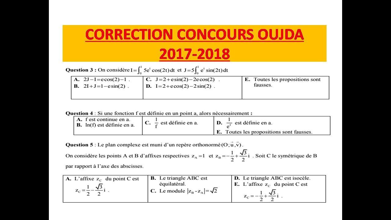 Correction Councours Médecine Oujda 2017-2018 - Q3,Q4,Q5