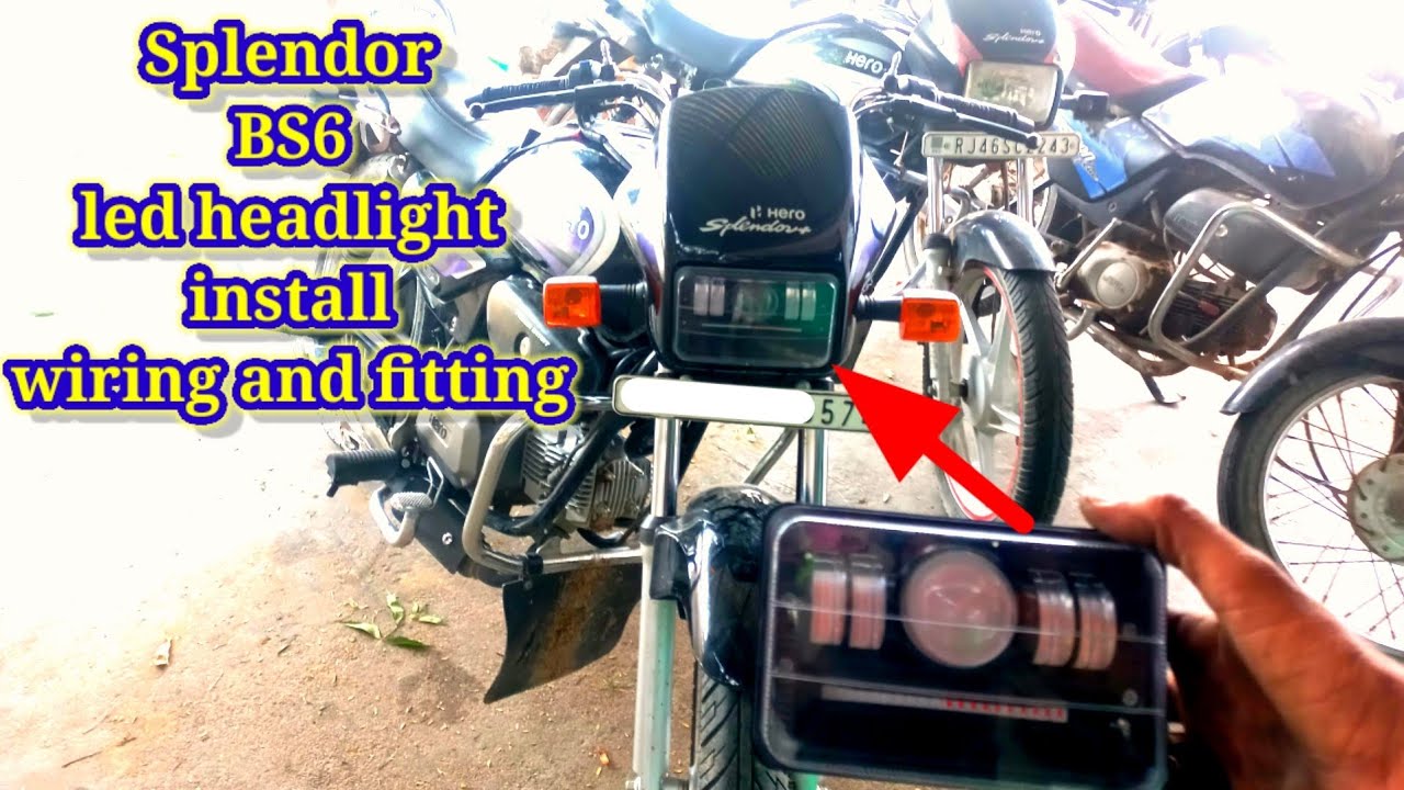 How to install projector police light in splendor BS3/Bs4/BS6! Splendor LED headlight install