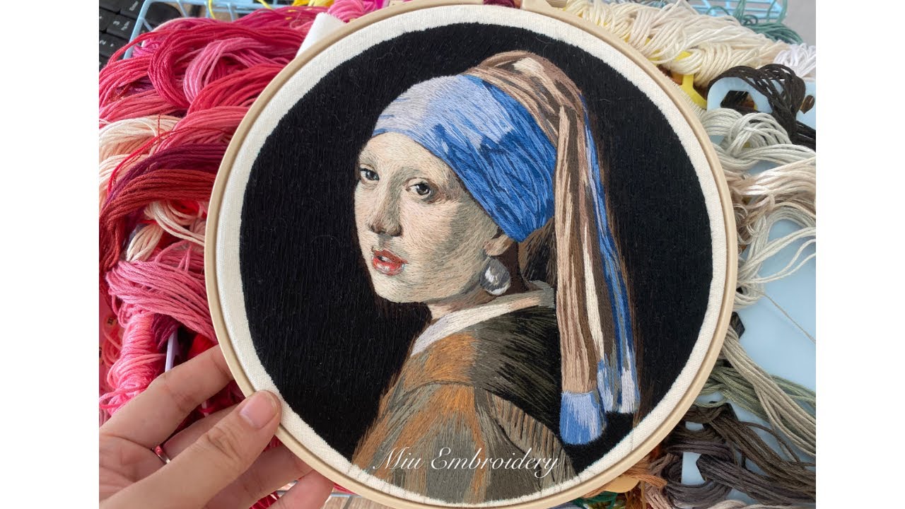 Hand Embroidery 🪡 Recreate Masterpiece, Girl with a Pearl Earring