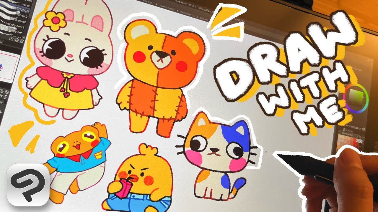 ♡ chatty draw with me | drawing stickers for small business, stationary pal haul | CLIP STUDIO PAINT