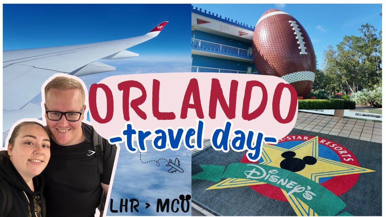 Orlando Travel Day 2024 ✈️ | Virgin Atlantic, Disney's All Star Sports Resort 🏈+ AK and Springs 🌴