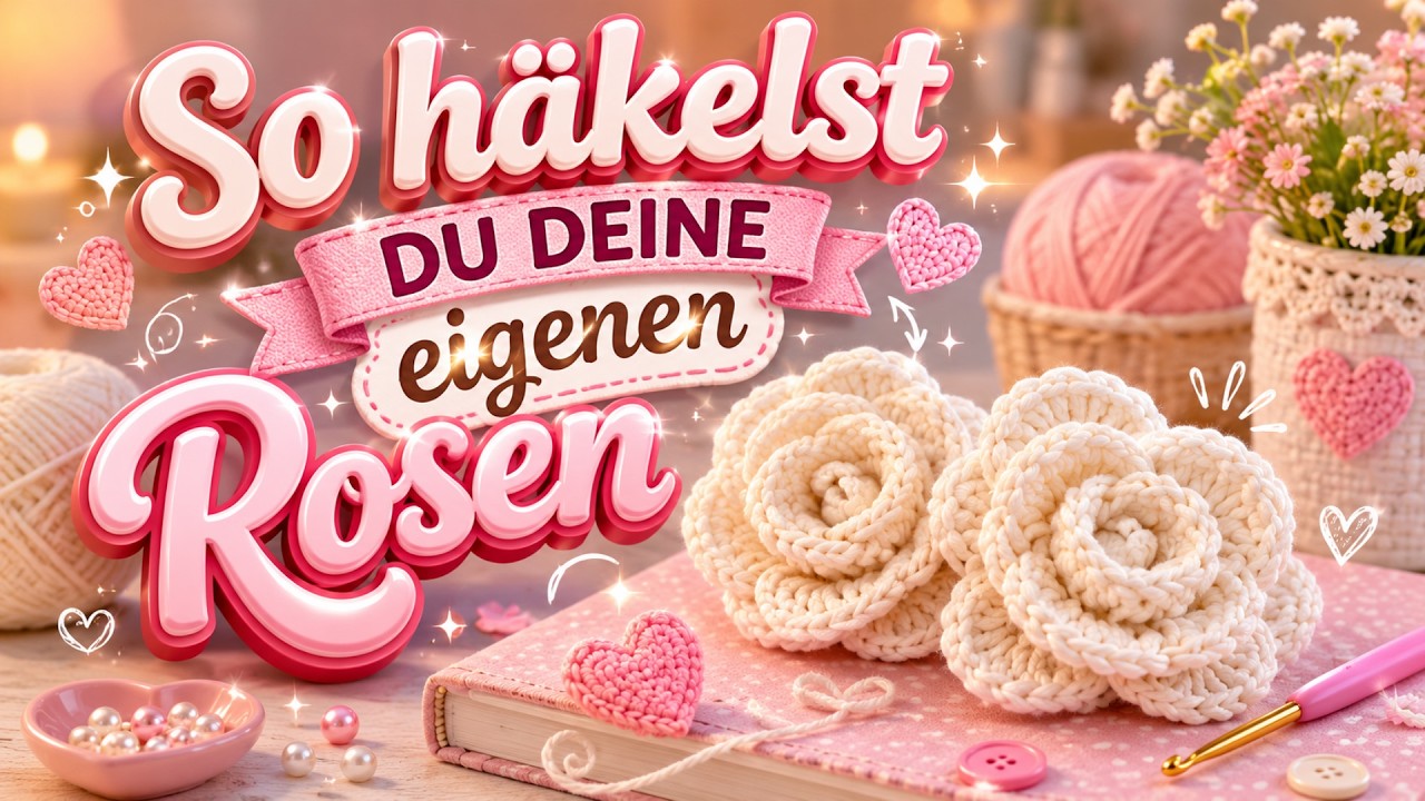 Rose häkeln 🌹 + Rosenblatt Einfaches Häkel-Tutorial für Anfänger Schritt für Schritt