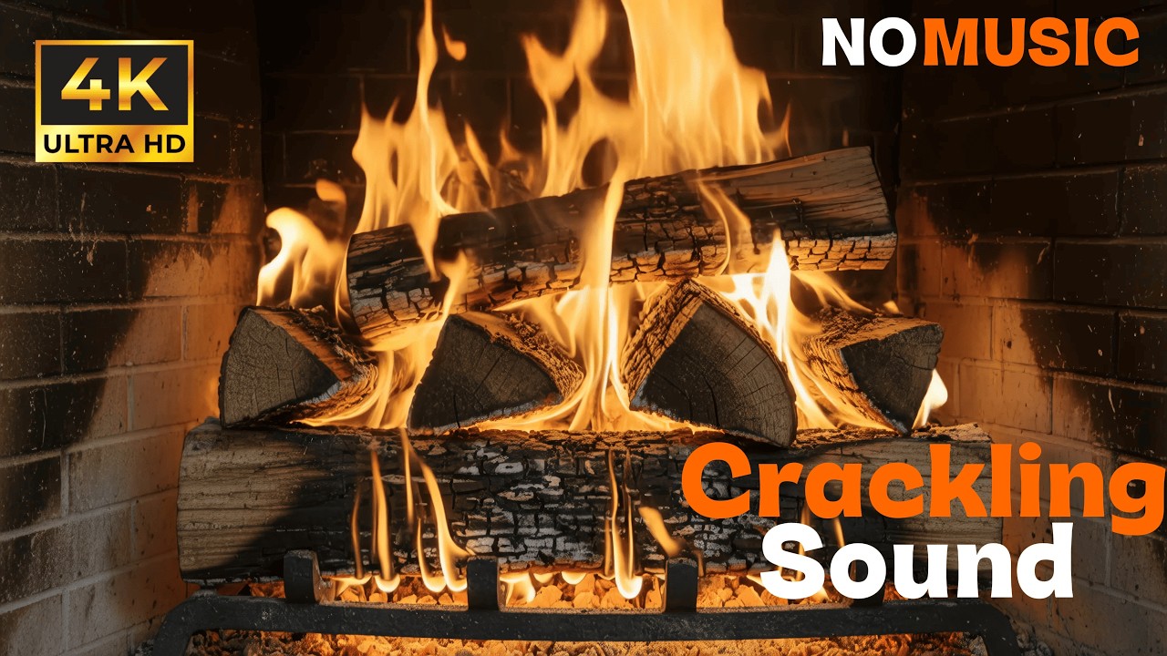 Burning Fireplace in 4K | 8 Hours of Real Fire