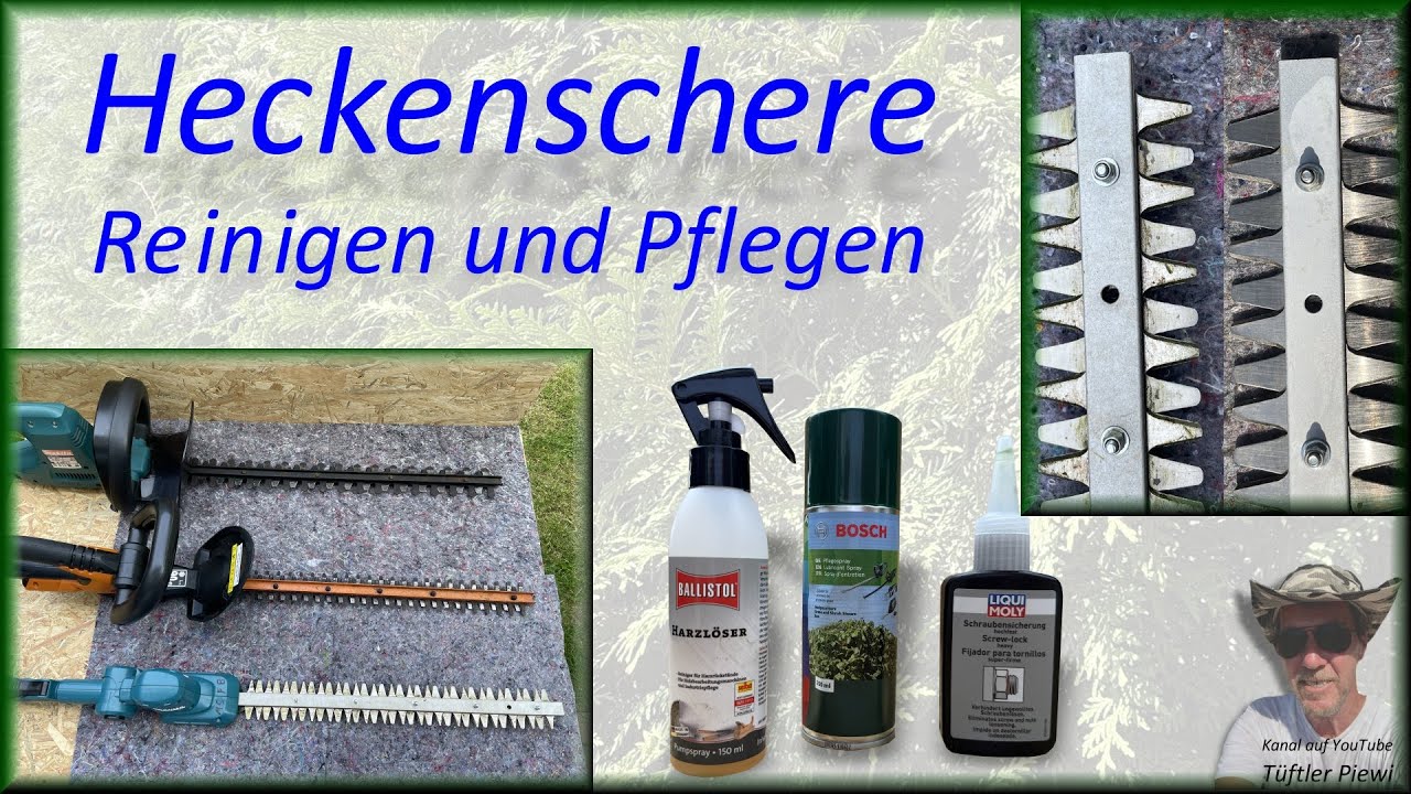 Holzbearbeitungsmaschinen und Gartengeräte wie eine Heckenschere vom Harz befreien und pflegen.