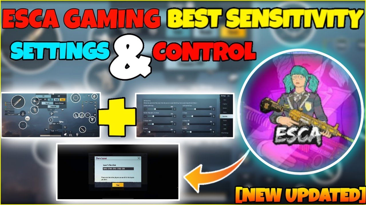 (NEW) ESCA GAMING NEW BEST SENSITIVITY + SETTINGS 2021 | ESCA GAMING NEW CONTROL CODE | 5 FINGER