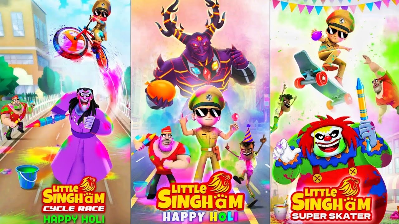 Little Singham Game Holi Edition 2023 | Little Singham Cycle Race, Little Singham Super Skater Game
