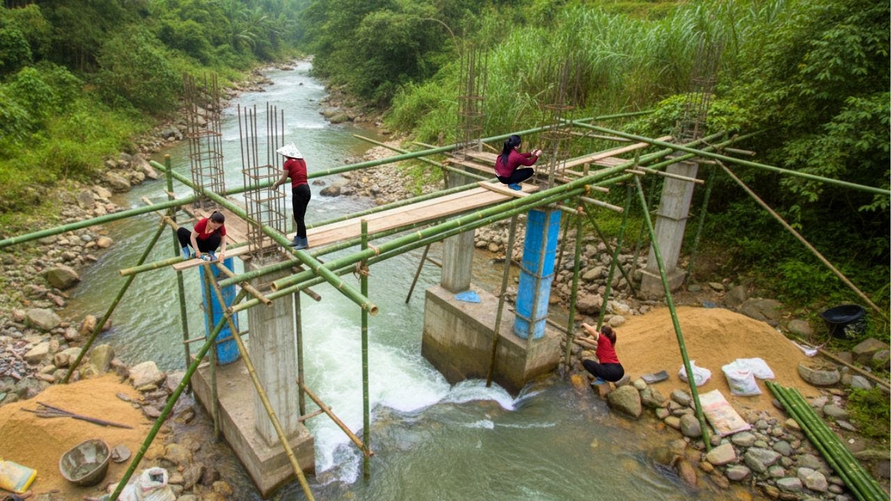 Rebuilding The Water Wheel System To Supply Irrigation Water For The Farm After Many Years Of Use