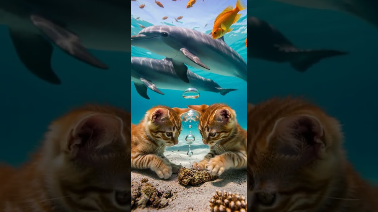 ❤️❤️❤️ Kittens Having Fun Underwater with Playful Paws Splashing 
