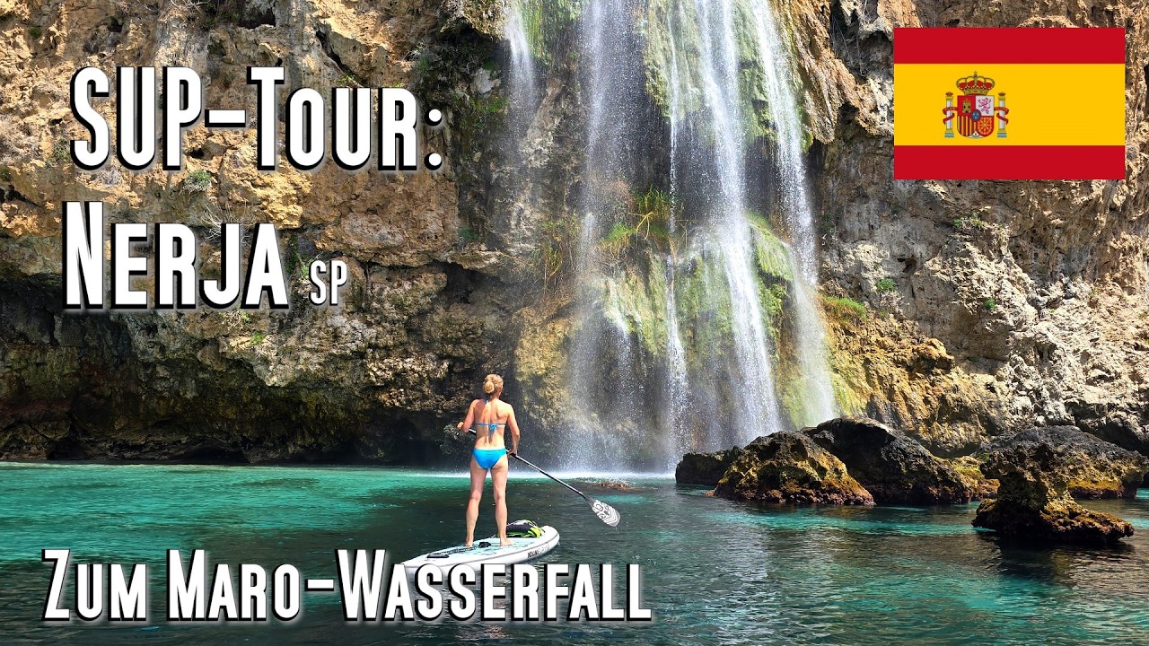 SUP-Tour: Nerja Wasserfall nähe Malaga an Gotte, Buchten & Klippen. Kajak Standuppaddle. Andalusien