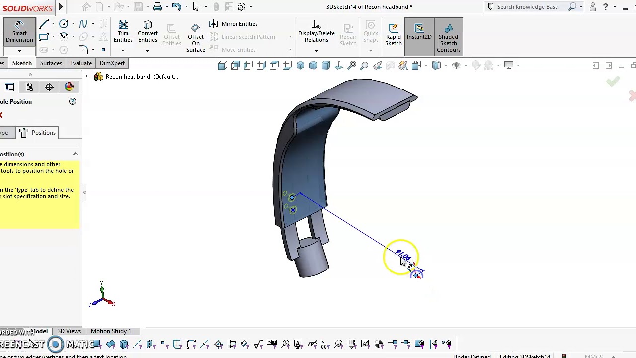 Hole Wizard on a Non-Planar Surface Method 2