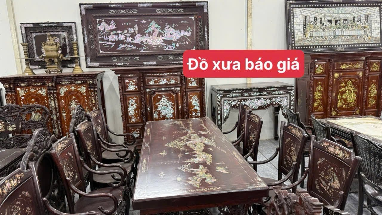 Báo giá đồ gỗ xưa cũ tân trang, bàn ăn một lá siêu đẹp, tủ thờ cẩm lai, lư đồng xưa, đồ xưa Mekong