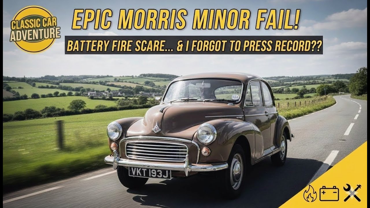 Morris Minor Lucy's First Drive Goes WRONG | Battery Fire & Lost Footage