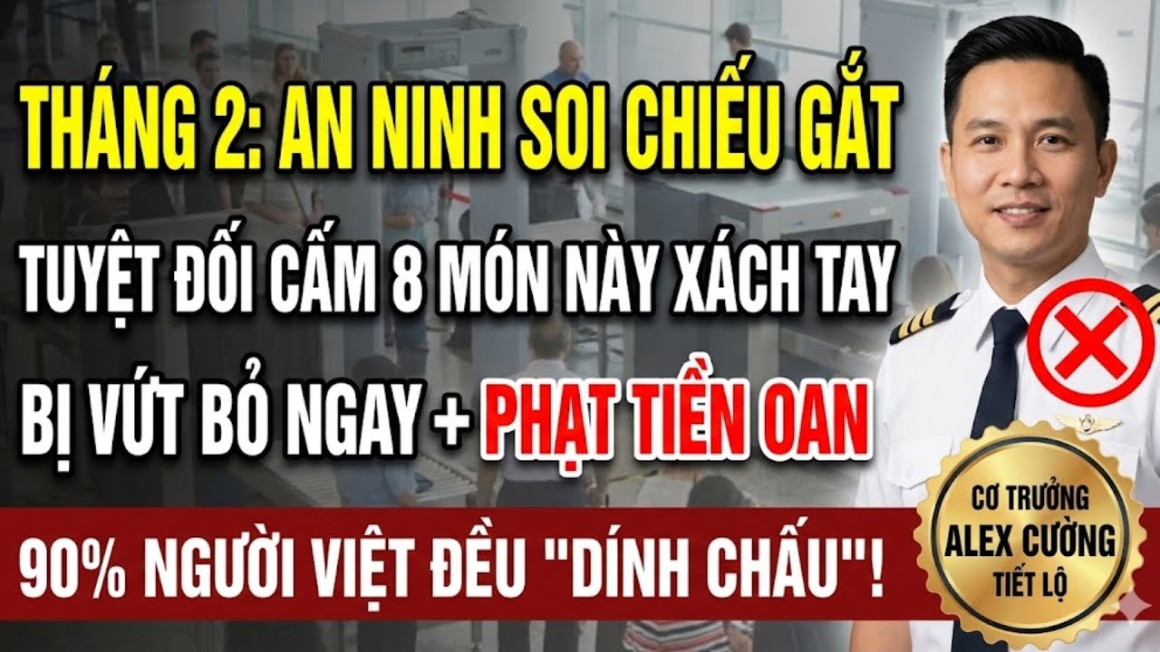 Tháng 2: An Ninh Sân Bay SIẾT CHẶT, 8 Món Này Ở Hành Lý Xách Tay Bị VỨT BỎ & PHẠT TIỀN, 90% Dính Lỗi