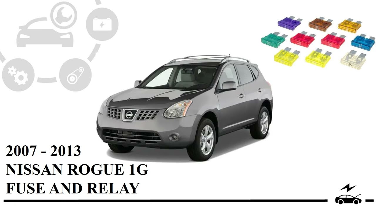 Схема блока предохранителей Nissan Rogue 2007 - 2013, реле с назначением и расположением