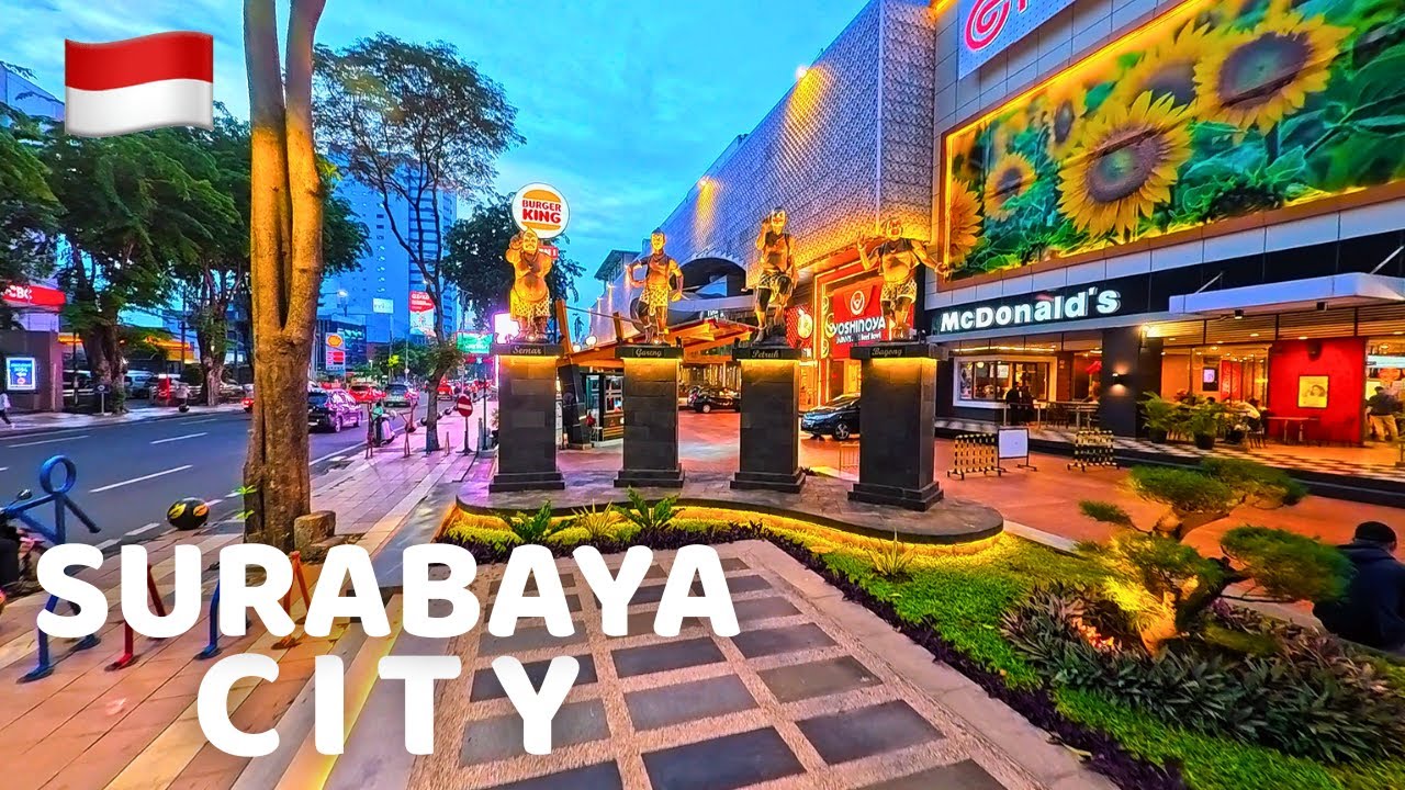 Прогулка по Сурабае в 4K: Исследование Jalan Pemuda днем | Ява, Индонезия