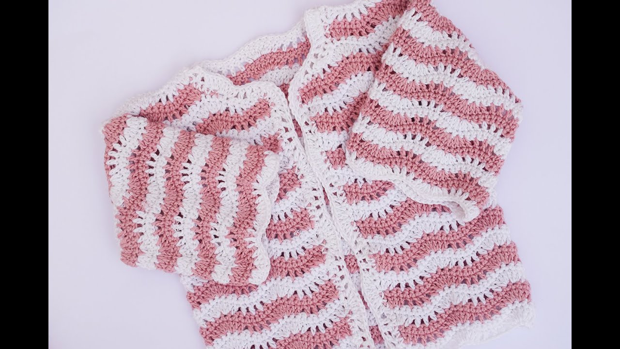 Chaqueta a crochet en puntada zig zag