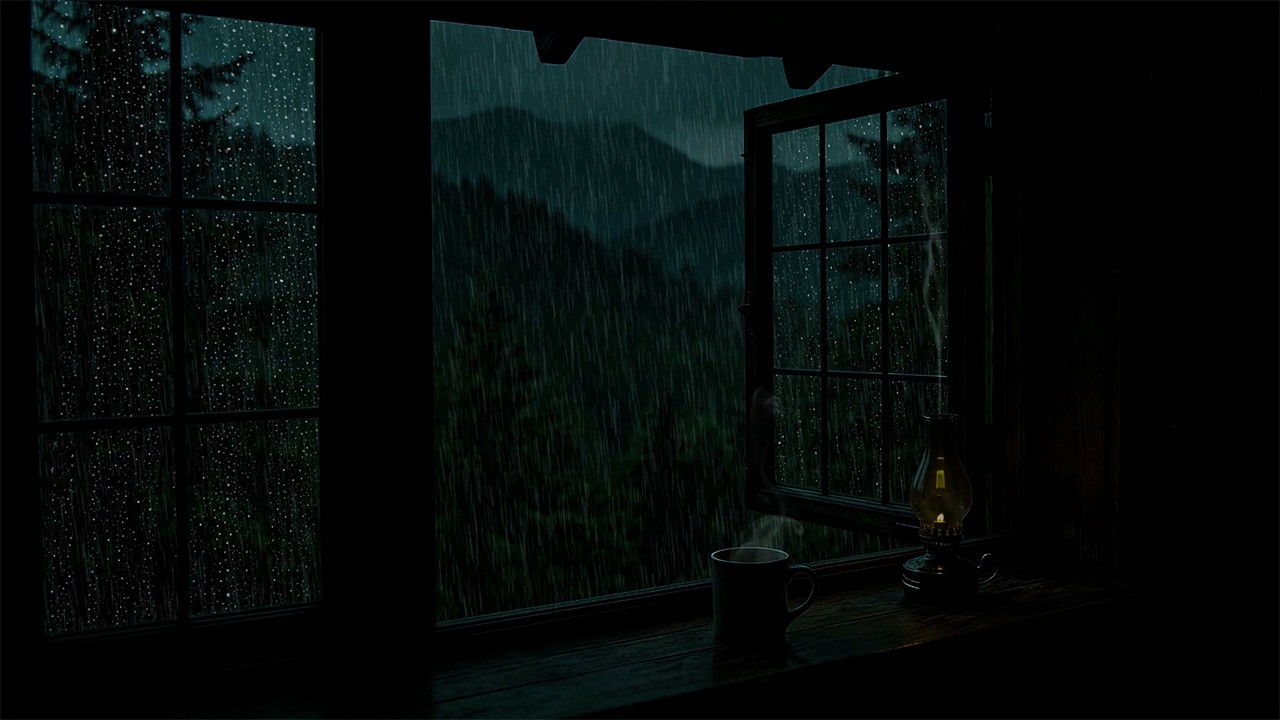 Quiet Rain at the Window at Night | Soothing Ambience for Stress Relief & Sleep